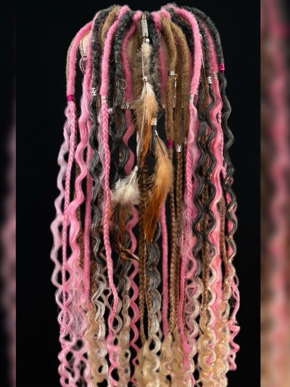 Blonde & Pink Curly Synthetic Goddess Braids Hair Extensions - Picture 9 of 10